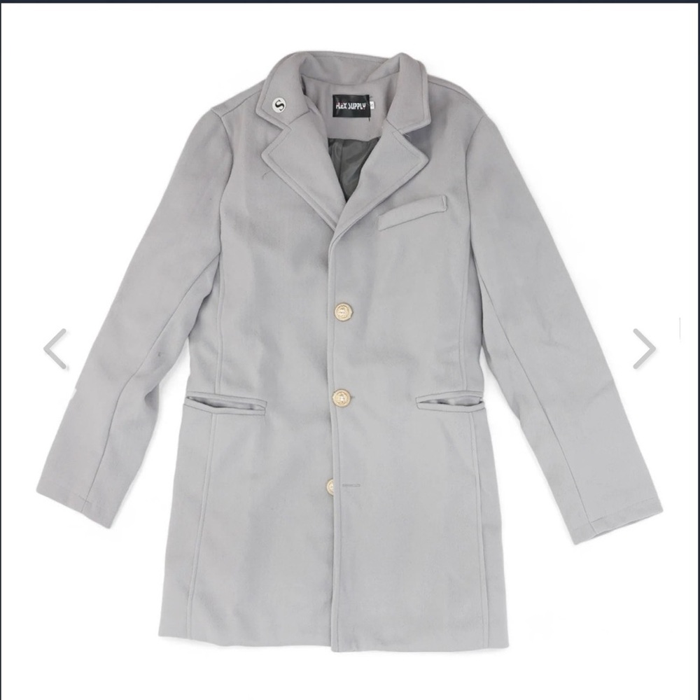 Grey overcoat trench order plus jacket small